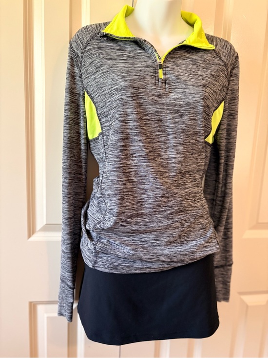 NYL Tops - Active wear,  Gray Quarter-Zip Pullover with Neon Yellow Accents, size M